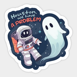 Spooky Encounter: Astronaut vs. Sheet Ghost Halloween in Space Sticker